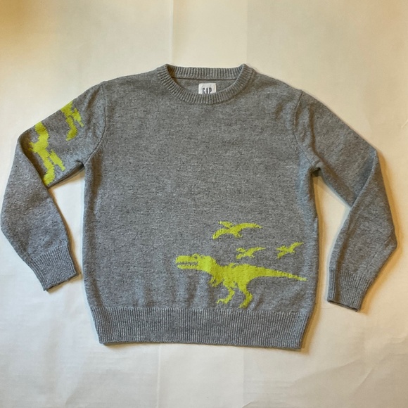 Gap Kids Grey Cotton Dinosaur Sweater Boys Size 6-7 - Picture 3 of 5